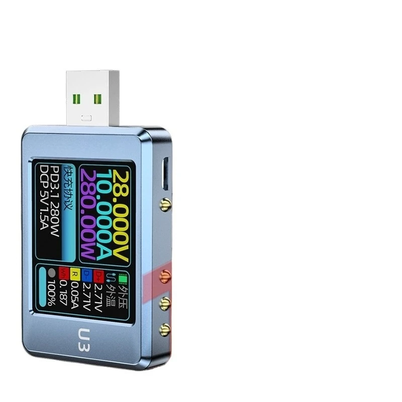 For U3 USB Voltage Ammeter Power Capacity UFCS Fusion Fast Charging Protocol Detector Meter PD3.1/140W