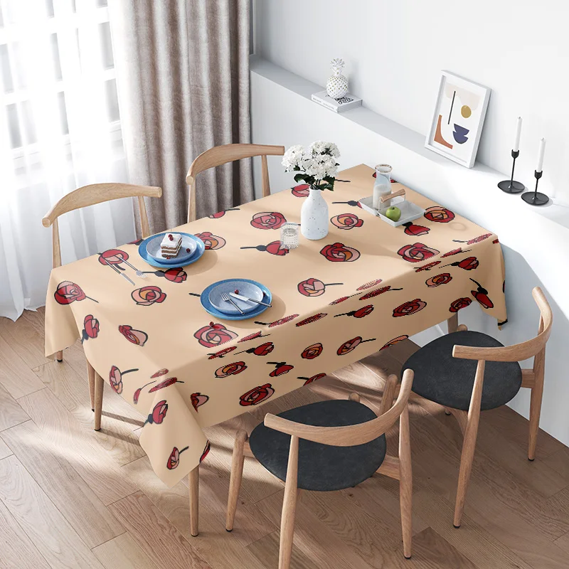 

Modern dining table cloth with a red cup pattern for kitchen accessories linen placemats, non-slip PVC surface protection pad ma