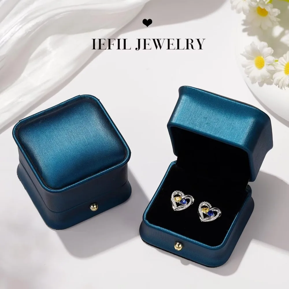 أقراط جوهرة الميلاد على شكل قلب من الفضة الإسترليني، ترصيع جوهرة الميلاد المزدوجة، هدايا مثالية لأعياد الميلاد للذكرى السنوية للنساء، مثالية لـ Chri