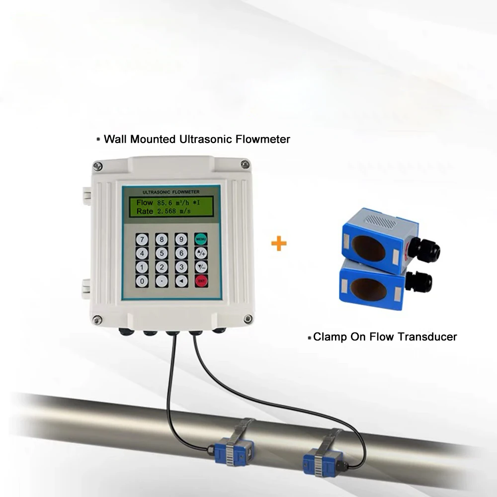 4-20 mA Pulse Sea Flowmeter Liquid Wastewater Wall Mounted Flow Meter  River Clamp on Ultrasonic Flowmeter