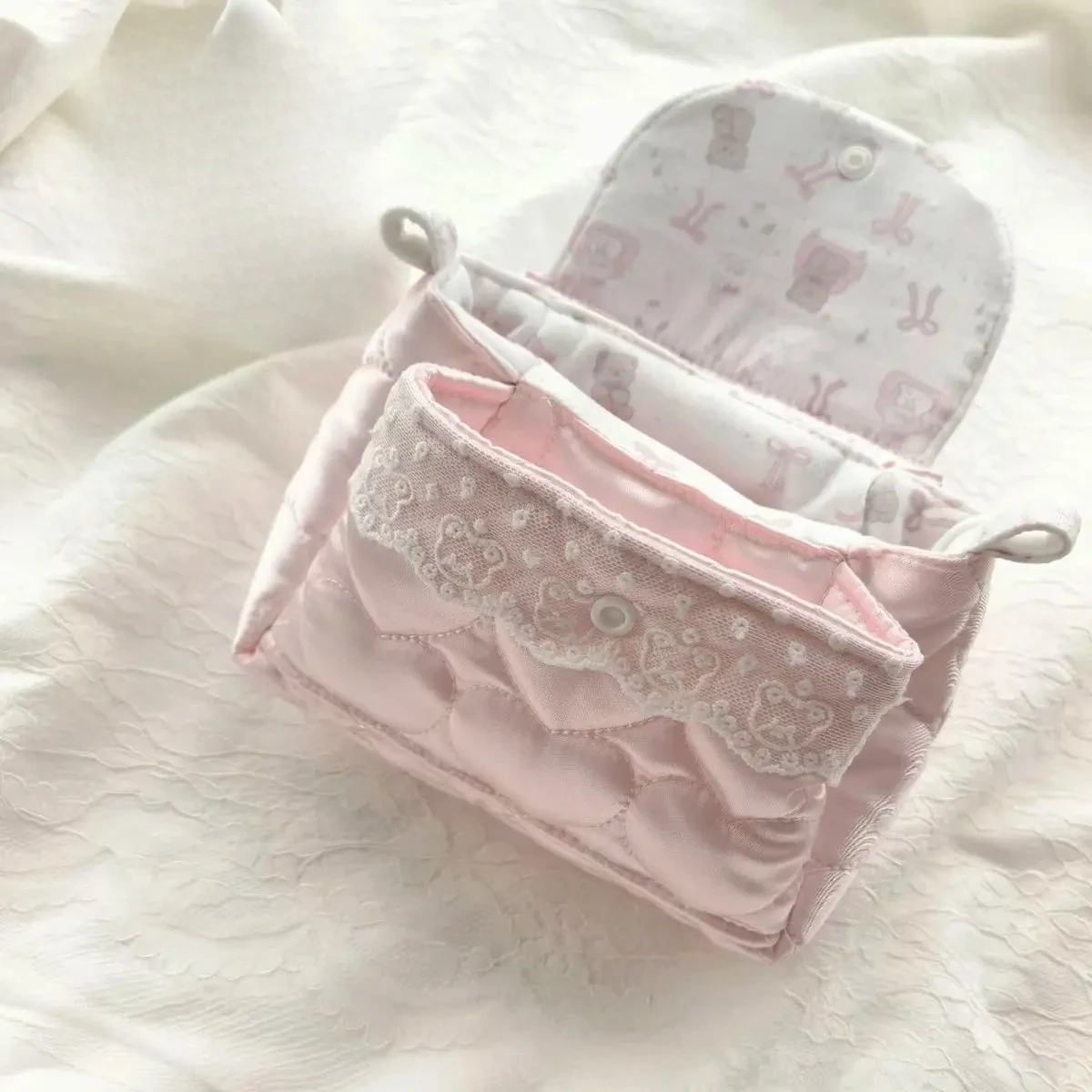 Cute Little Bear Soft Coin Wallet Ins Style High-Value Three-Layer Storage Bag Decorative Bag Earphones Bag Key Pouch for Woman