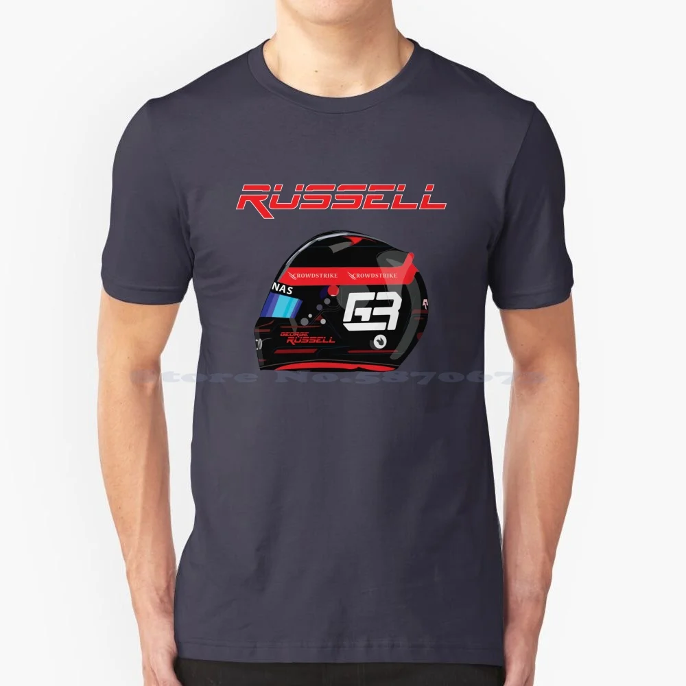 Rus 63 2022 Helmet Design T Shirt 100% Cotton Tee George Russell 63 Racing Trending George Russell Helmet Rus 63