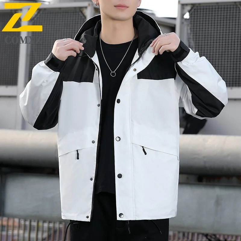

​Men Outdoor Sports Jacket Autumn Korean Style Waterproof Windproof Casual Coat Vintage Loose Business Lightweight Outerwear​