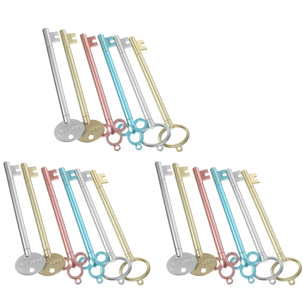 

18 Pcs Fashionable Retro Key Pen Office Vintage Liquid Refill Write Unique Pens
