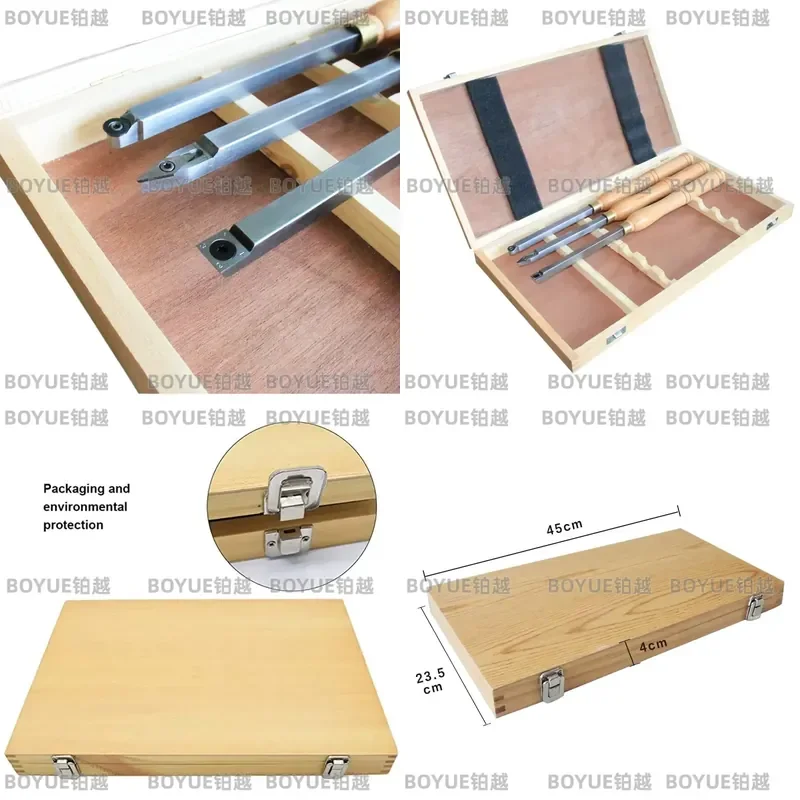 Mini Carbide Tipped Wood Lathe Turning Tools Set with Wooden Handle Diamond Round Square Inserts 3 Piece Combo Kit for