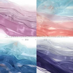 Gradient Chiffon Fabric Per Meter for Dresses Weddings Stage Clothes Design Diy Sewing Soft Comfortable Smooth Cloth Blue White