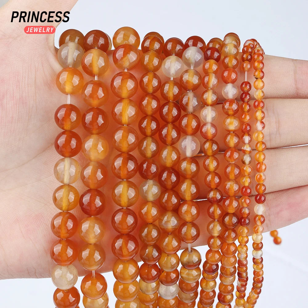 A++ Natural Red Carnelian 4mm 6mm 8mm 10mm Agate Onyx Loose Beads for Jewelry Making Wholesale Stone Beads DIY Accessories