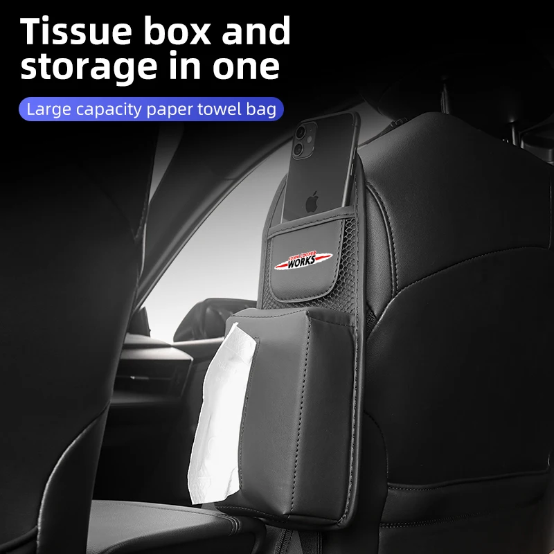 

Car Seatback Tissue Box Card Holder Paper Towel Bag Napkin Pouch For MINI WORKS JCW Cooper F55 F56 R60 R59 R58 R57 R56 R55 R53 R