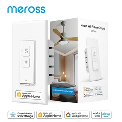 Meross-interruptor de luz de ventilador inteligente HomeKit, lámpara de atenuación de ventilador de techo con WiFi, 3 en 1, compatible con Alexa y Google SmartThings