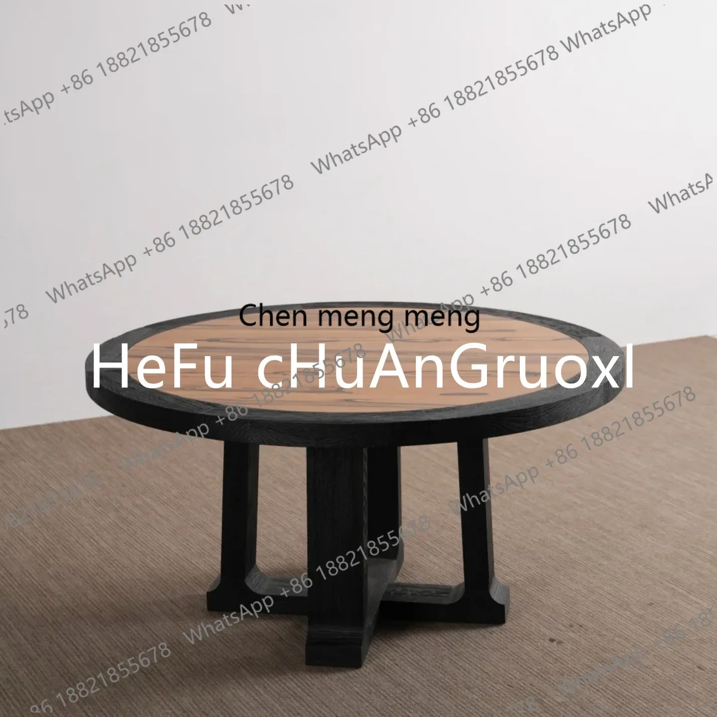 

Z136 white sandalwood round solid wood dining table retro light luxury hotel homestay dining table round dining table