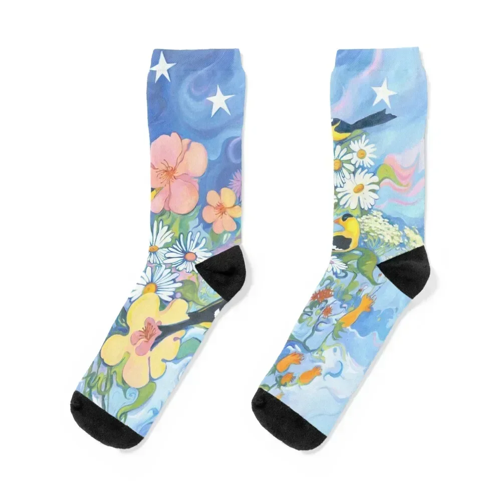 

Twilight spring meadow Socks moving stockings new in's Antiskid soccer football Men's Socks Luxury Women's