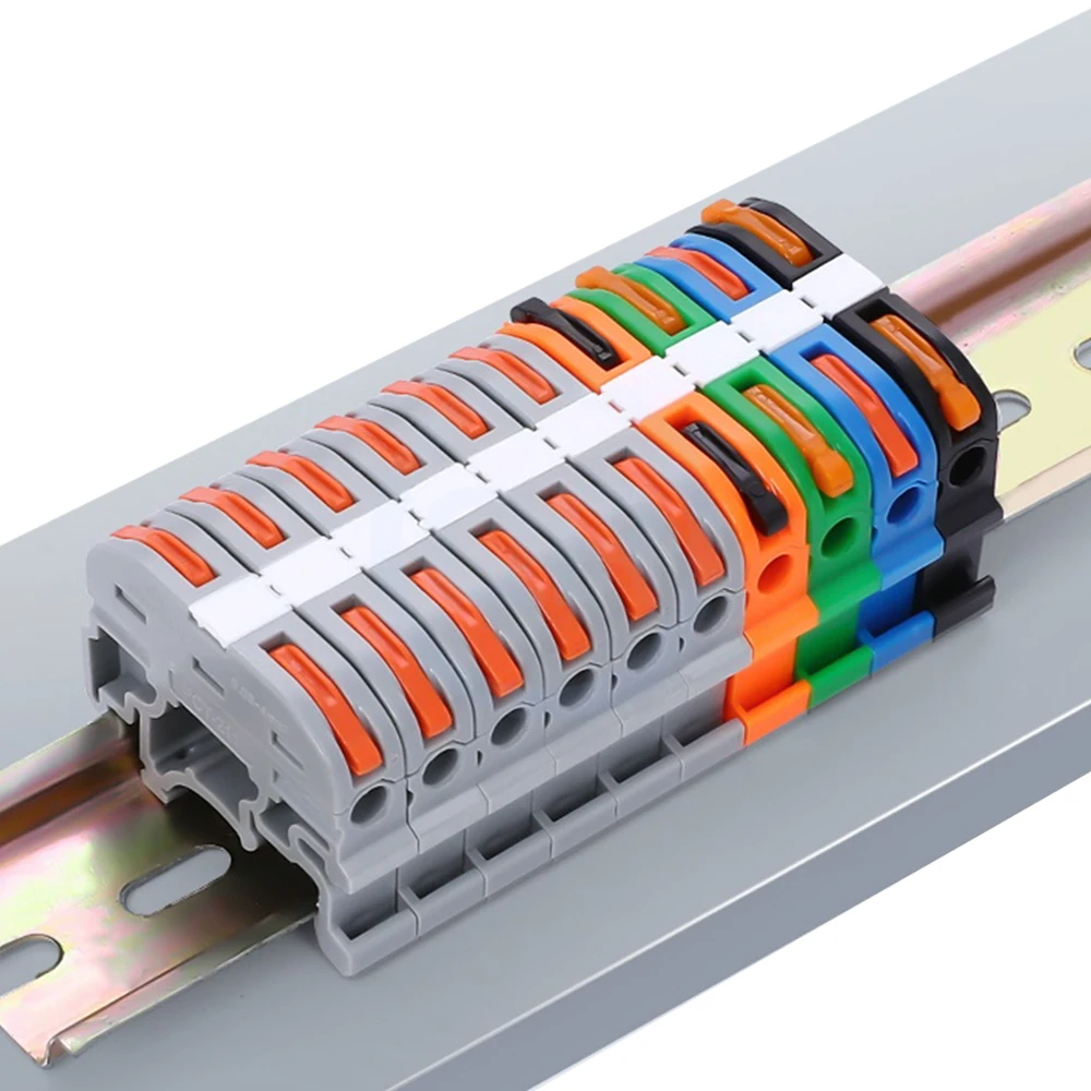 (10 pcs) PCT-211 KV-121 DIN-Rail Quick Release Terminal Block Connector Hard and Soft Wires Electrical Box Accessories DIN-Rail