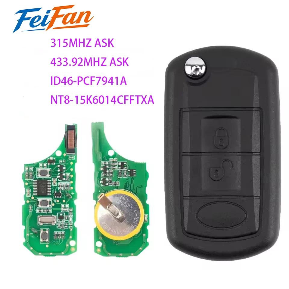 Llave Inteligente para Auto FeiFan NT8-15K6014CFFTXA con 3 Botones para Land Rover Range Rover Sport 2010-2015, 315/433mhz, Llave Plegable