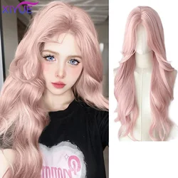 Synthetic Pink Wig for Women Long Wavy Cosplay Wigs Natural Soft Sweet Synthetic Wig for Daily Use School Life Lolita Wig Pink
