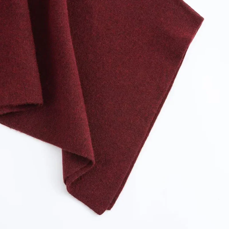 TRAF capas de punto asimétricas para mujer, capa de otoño Borgoña para invierno, Ponchos para mujer, capa roja holgada, abrigos nuevos, Poncho cálido y elegante para mujer