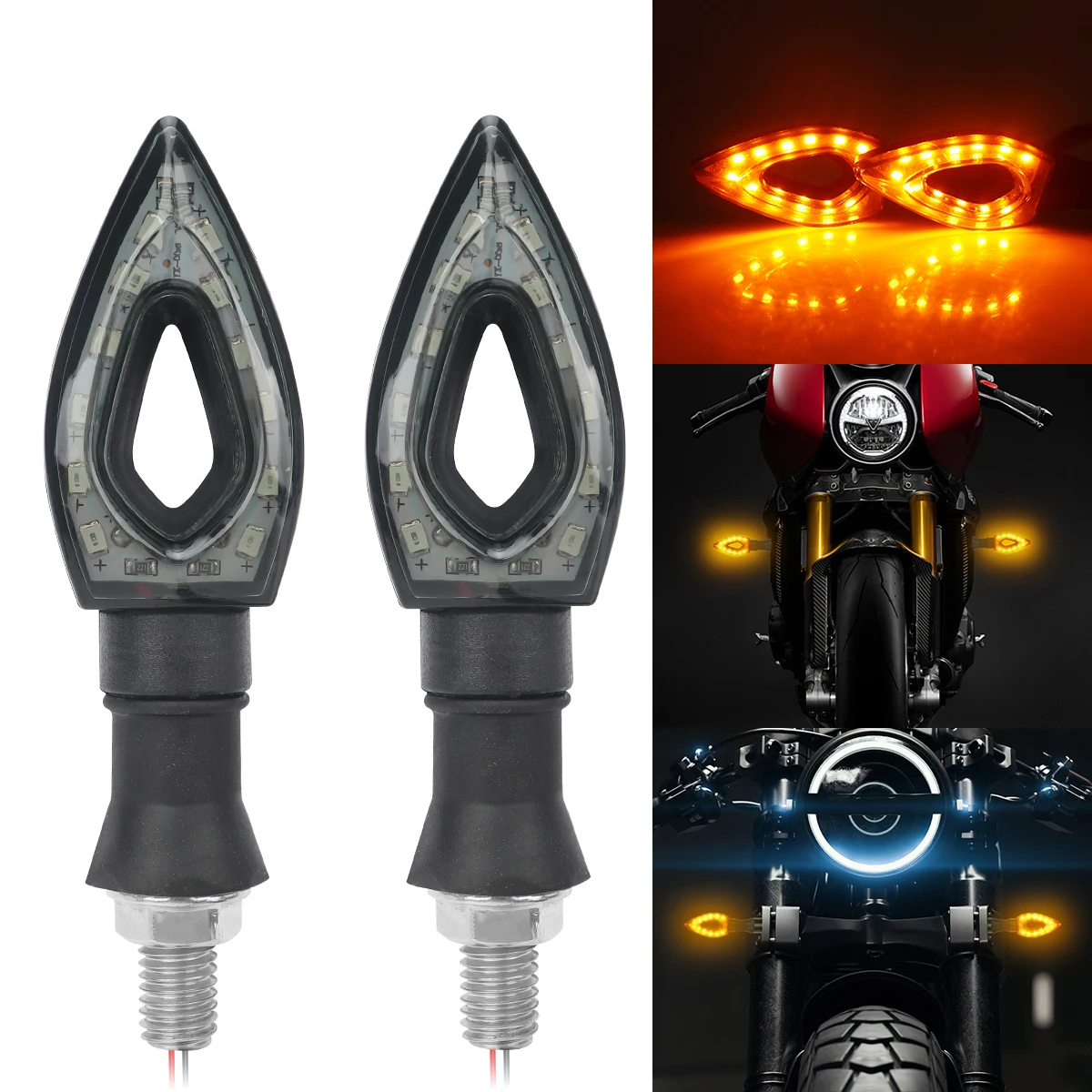 

2pcs Motorcycle Turn Signal Light 12V Warning Rear Tail Lights Strobe Warning Light Day Running Light Mortocycle Accessories