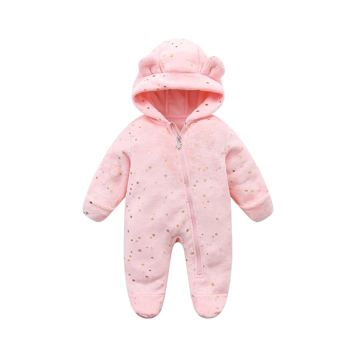 AYNIGIELL Autumn /WinterToddler Clothing, Female Baby Warm Hooded Romper, Male Baby Cartoon Jumpsuit Newborn Flannel Clothing