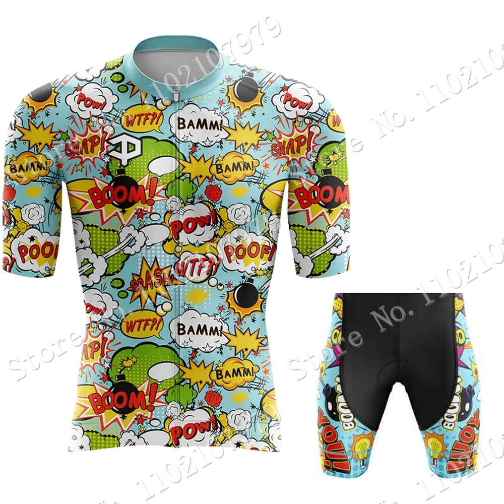 2024 Cartoon Comic Cycling Jersey Set Men Summer Boom Clothing Road Bike Shirts Suit Bicycle Bib Shorts MTB Ropa Maillot