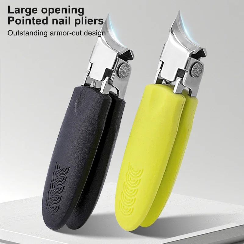 Slanted Nail Clippers Wide Jaw Opening Anti-Splash Nail Clipper Stainless Steel Toenail Cutter Diagonal Pliers Manicure Tools