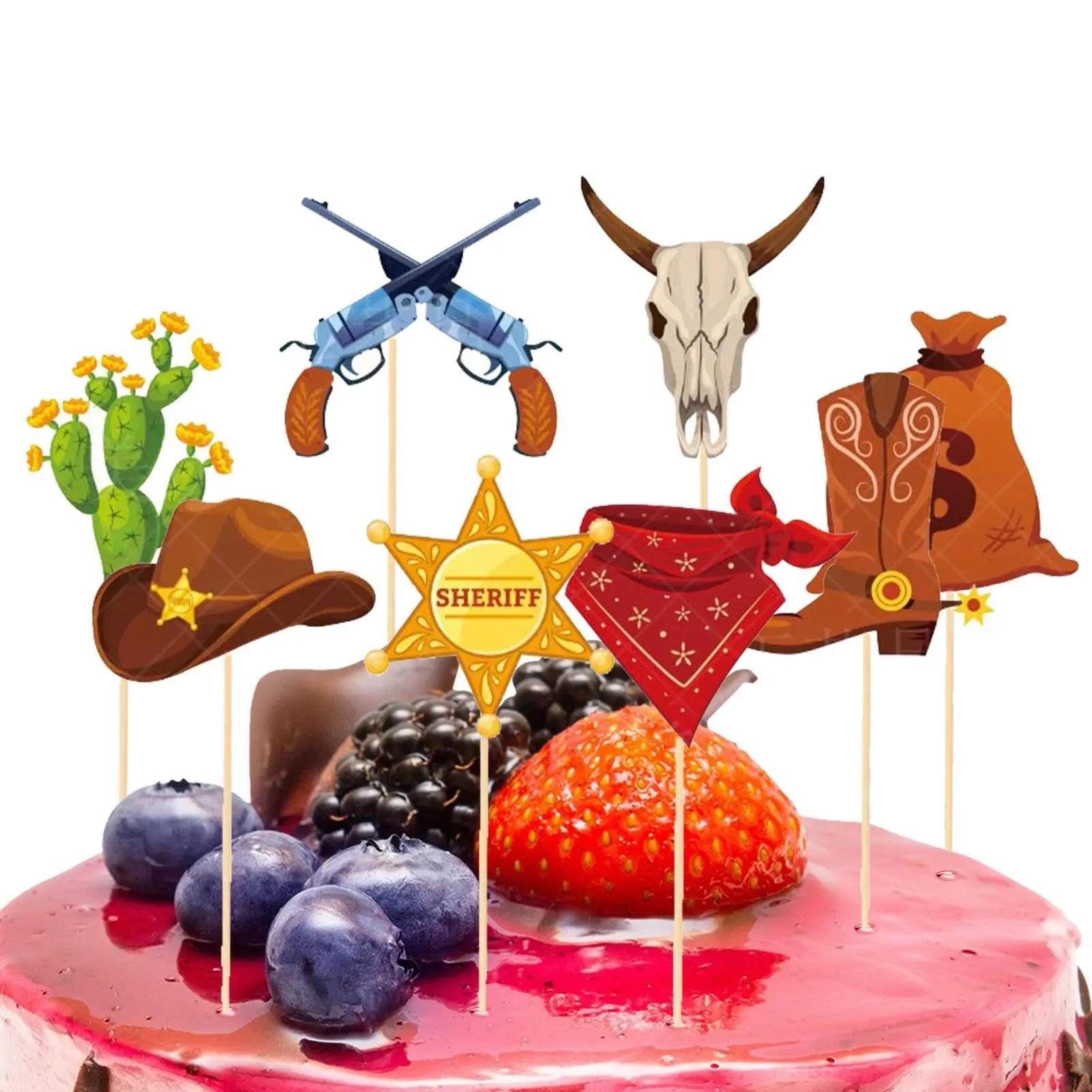 Cowboy Kuchen Topper Party Dekorationen westlichen Thema Geburtstags feier Kuchen Dekorationen liefert Cowboy Cupcake Topper – Detail 1