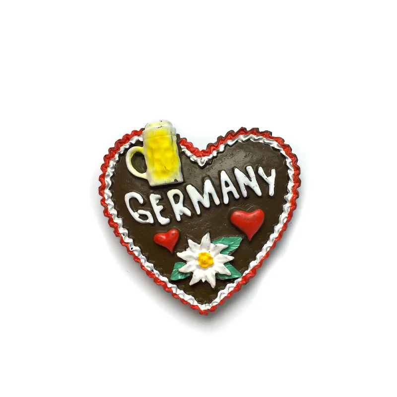 

German Creative Heart Painted 3D Resin Magnetic Fridge Magnet Creative Travel Souvenir Home Decoration Gift