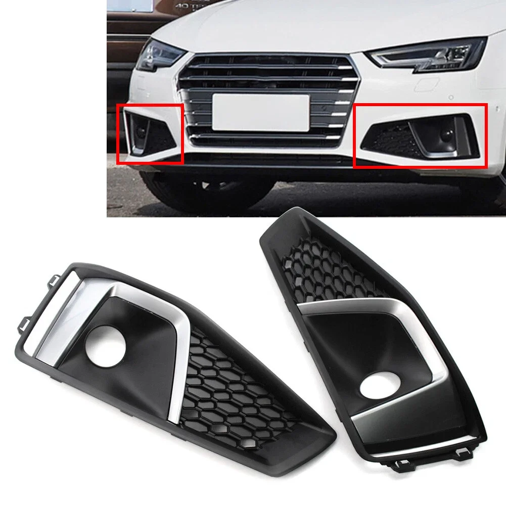 

NEW-Car ABS Fog Lamp Grille Honeycomb Front Bumper Grill Fog Light Box OEM 8WD807681J 8WD807682J For- A4L B9 2019 2020