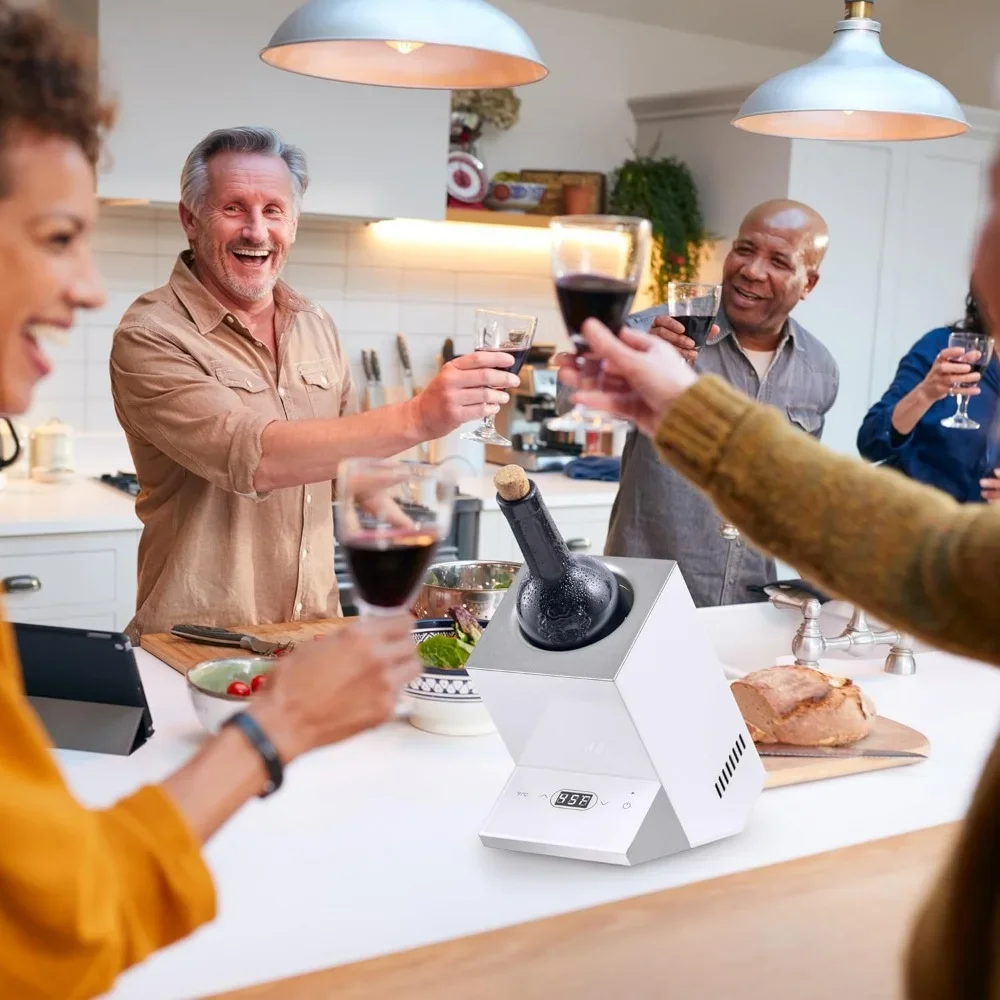 Wijnkoeler Elektrisch, Fsat-Koeling En Past Op De Meeste 750Ml Enkele Fles, Digitaal Bedieningspaneel, Draagbare Ijsloze Wijnkoeler