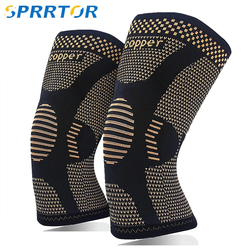 2Pcs Copper Knee sleeve for Arthritis Pain and Support-Copper Knee Brace for Knee Pain Relief,Workout,and Sports