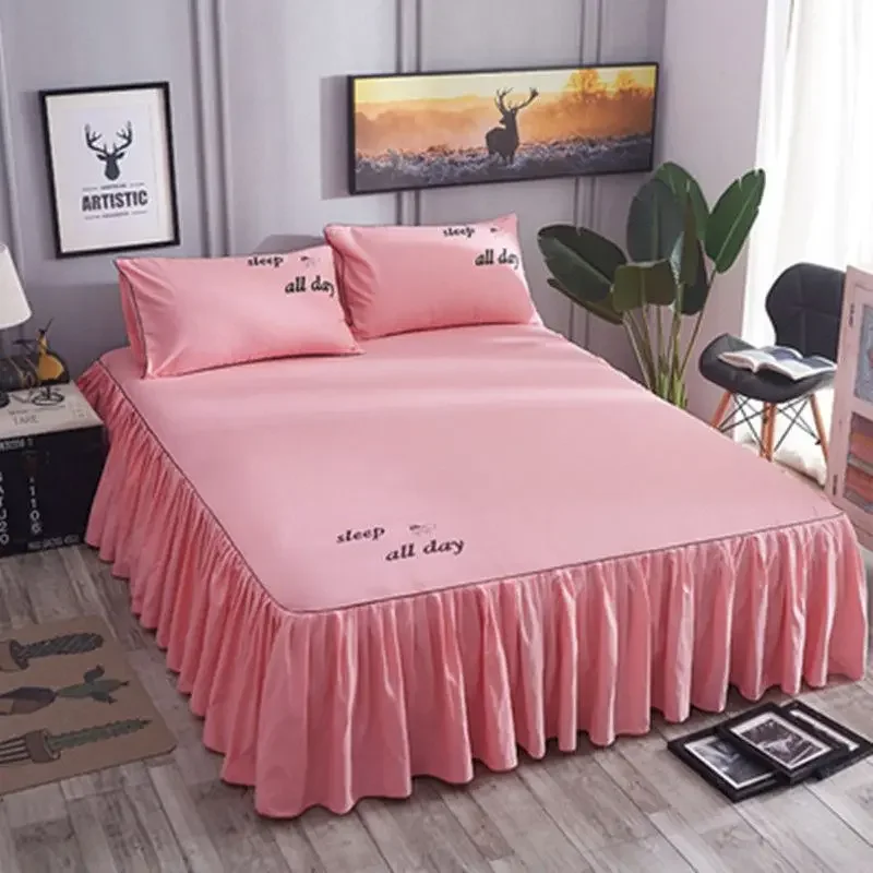 Solid Home Hotel Mattress Protector Bed Cover Bedsheet Bed Skirt Bedspread Non-slip Mattress Cover Bedding Bed Skirt Pillowsace