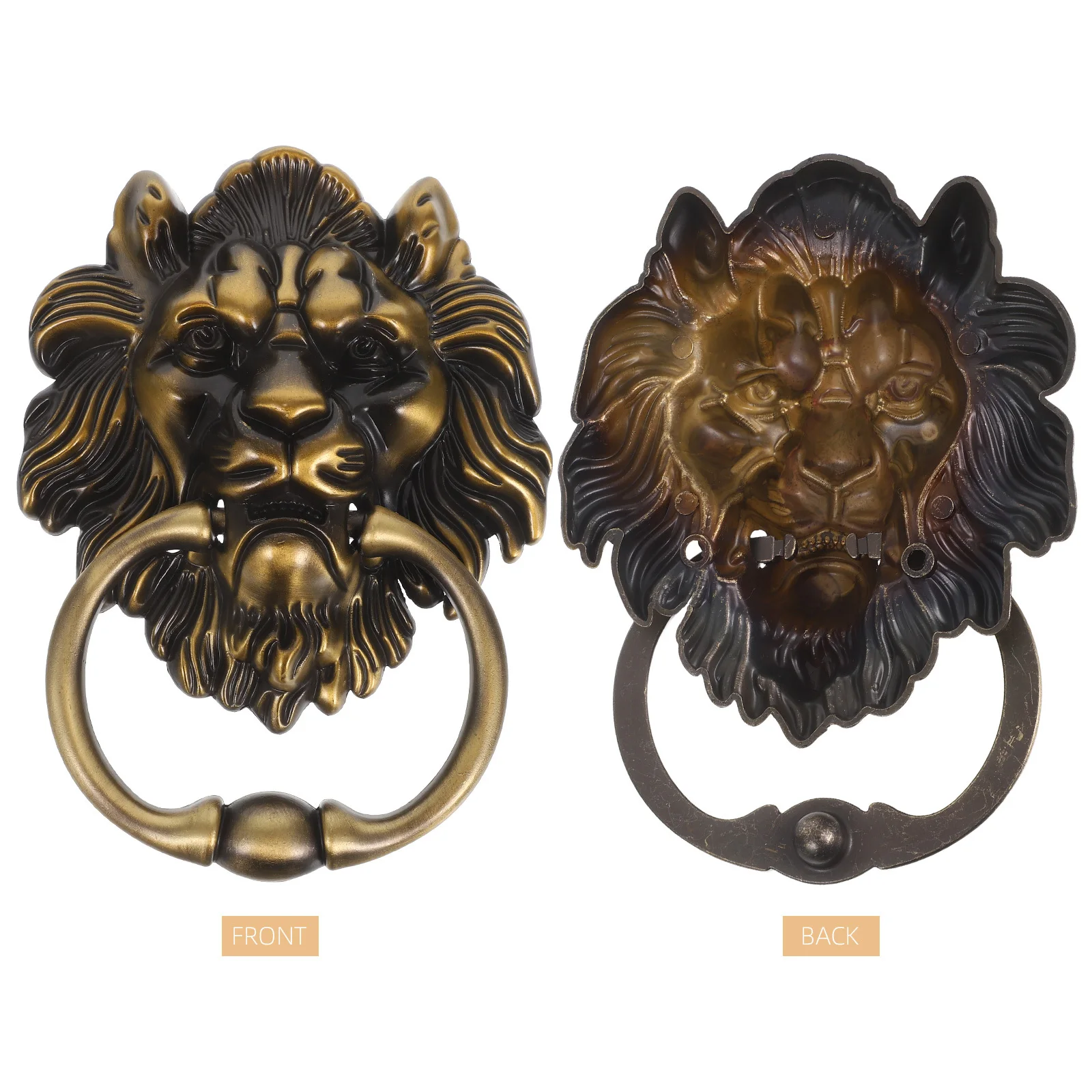 مقبض سحب الباب برأس الأسد، مطرقة الباب الأمامي شديدة التحمل من سبائك الزنك الفضية لأثاث البوابات الخارجية للمزرعة #6