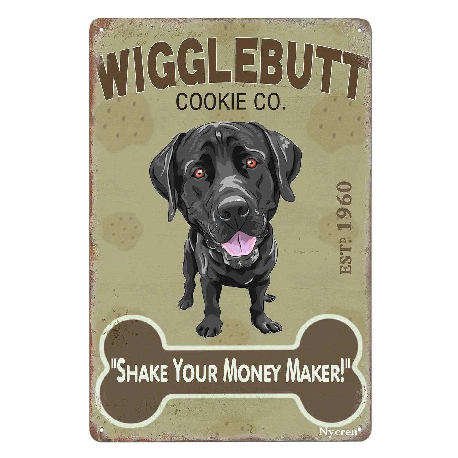 Vintage Wigglebutt Dog Cookie Tin Sign Shake Your Funny Metal Sign Vintage Decor Home Bedroom Office Bar Cafe Club C