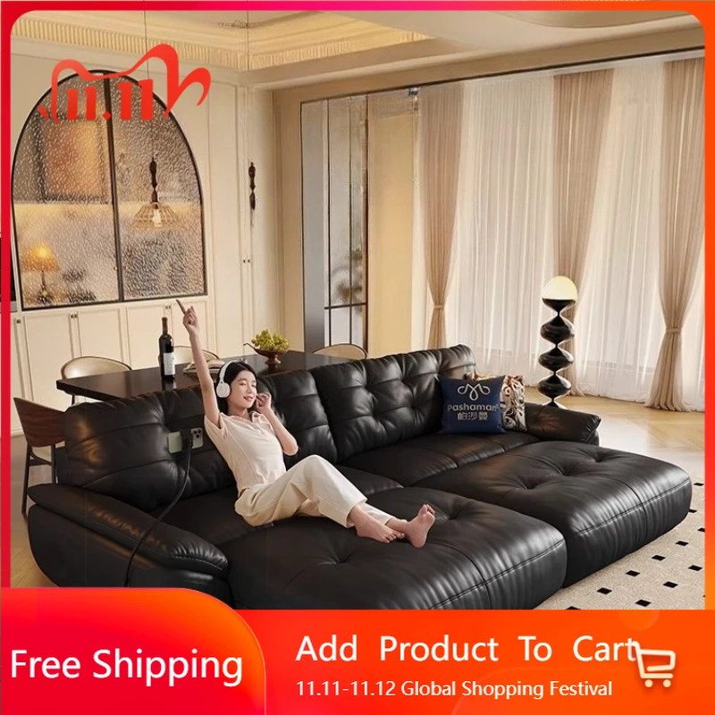 

Leather Electric Sofa Italian Retro Multifunctional Living Room Adult High Quality Sofas Luxury Unusual Trendy Muebles Furniture