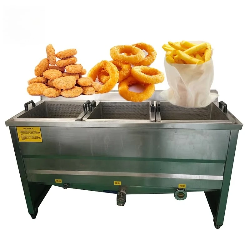 

Semi Automatic Food Frying Machine Fryer For Potato Chips French Fries Chicken Nuggets Onion Rings