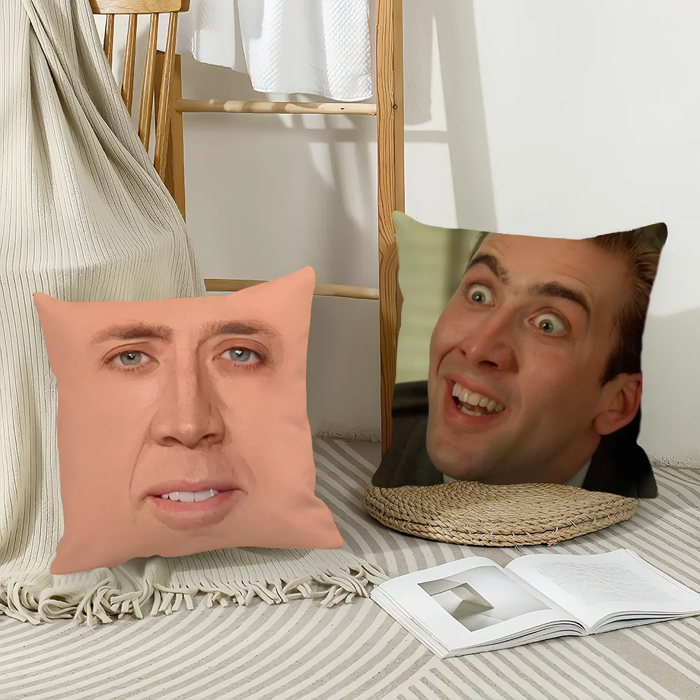 Actor Nicolas C-Cage Funny Pillow Case Office Cushions Suitable for Bed Sofa Car Bedroom Decorative Cushion Cover No Insert