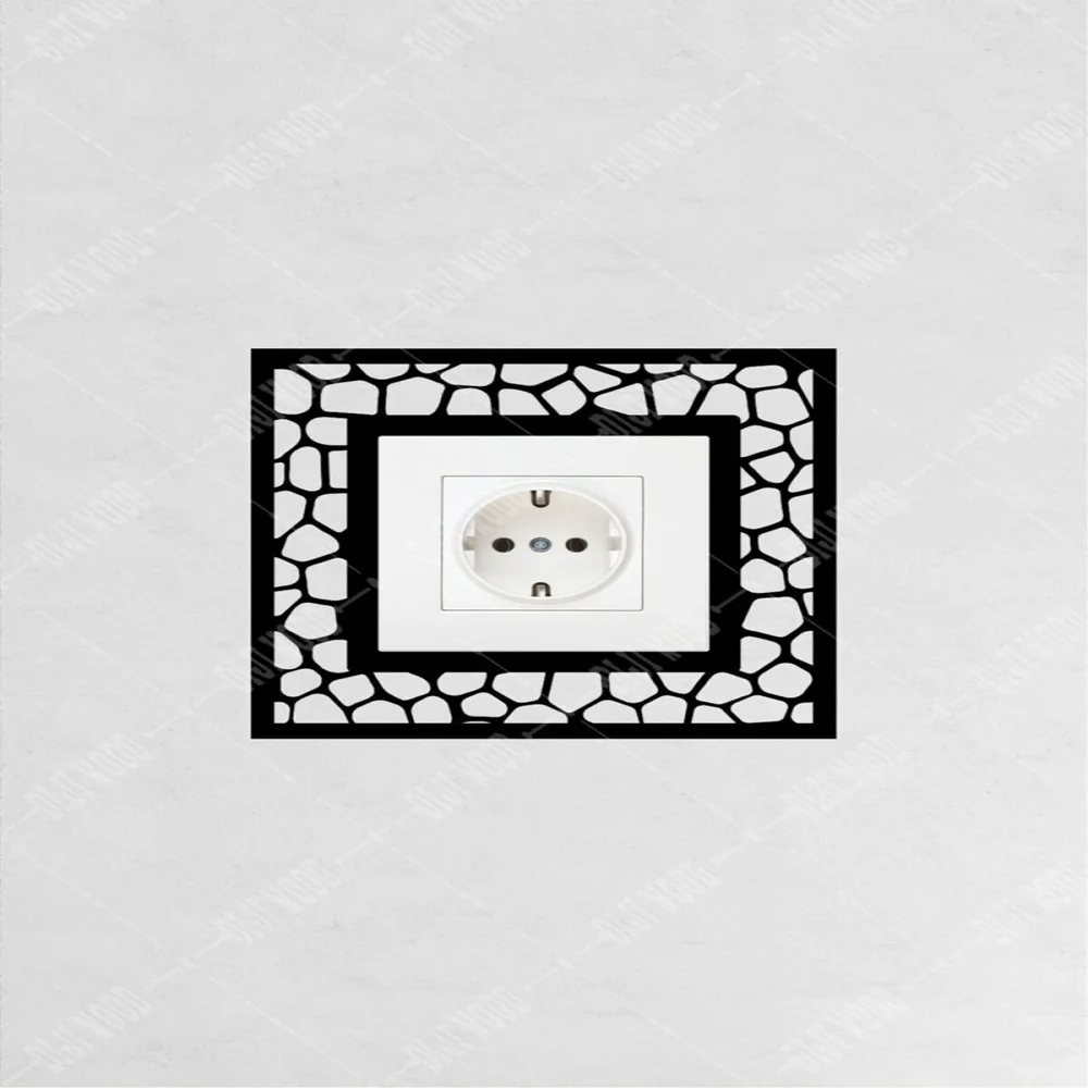 Square Decorative Socket Frame Wooden Black Switch Socket, Ornamental Home Decoration Key Protector Cover Wall Sticker Stereo
