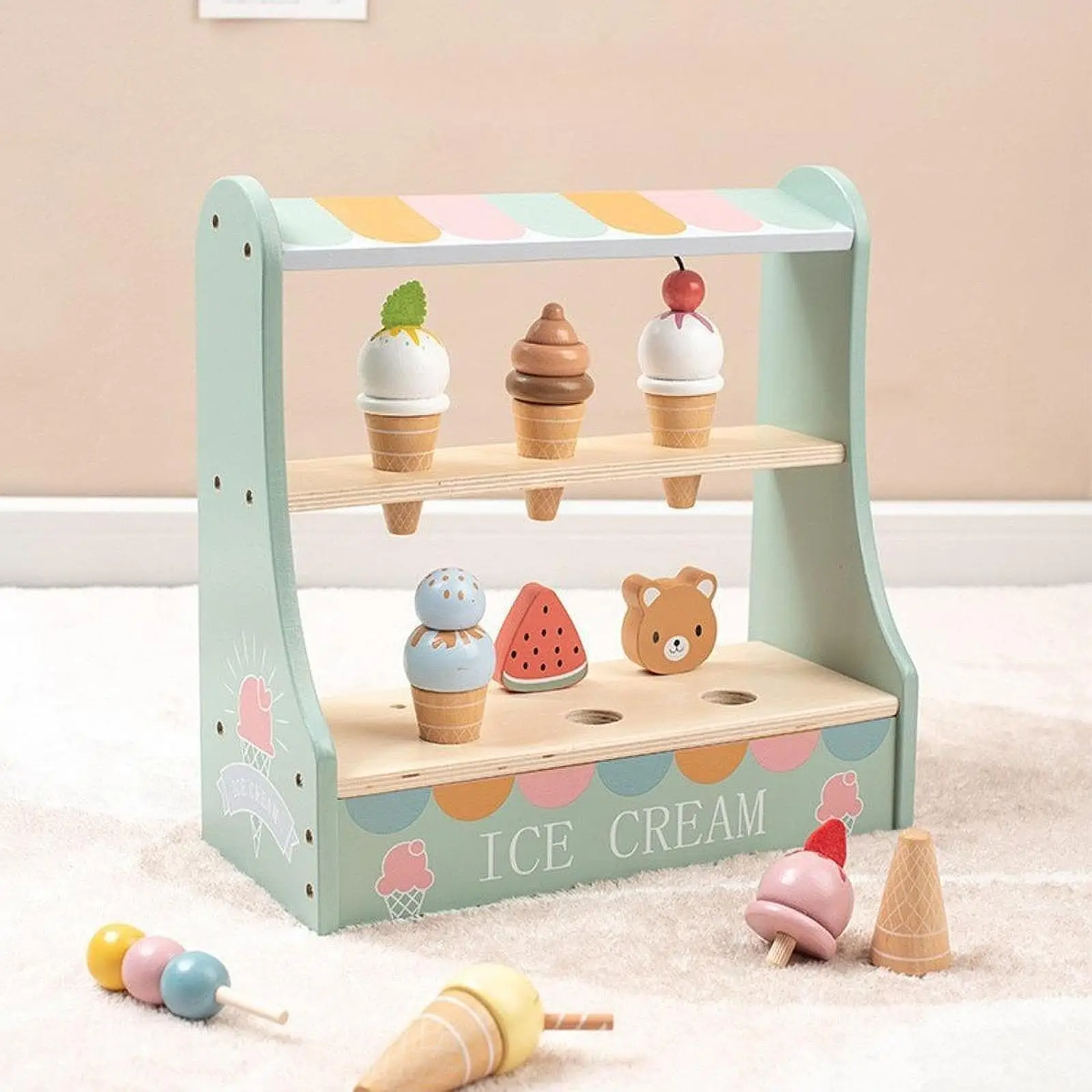 

Ice Cream Toy Set Montessori Simulation Ice Cream for Kids Preschool Gifts