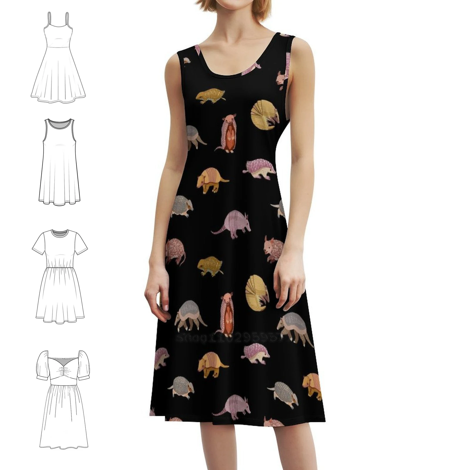 

Armadillos Of The World Women's Elegant Party Dress A-Line Dress With Short/Long/Sleeveless Options Armadillo Armadillos
