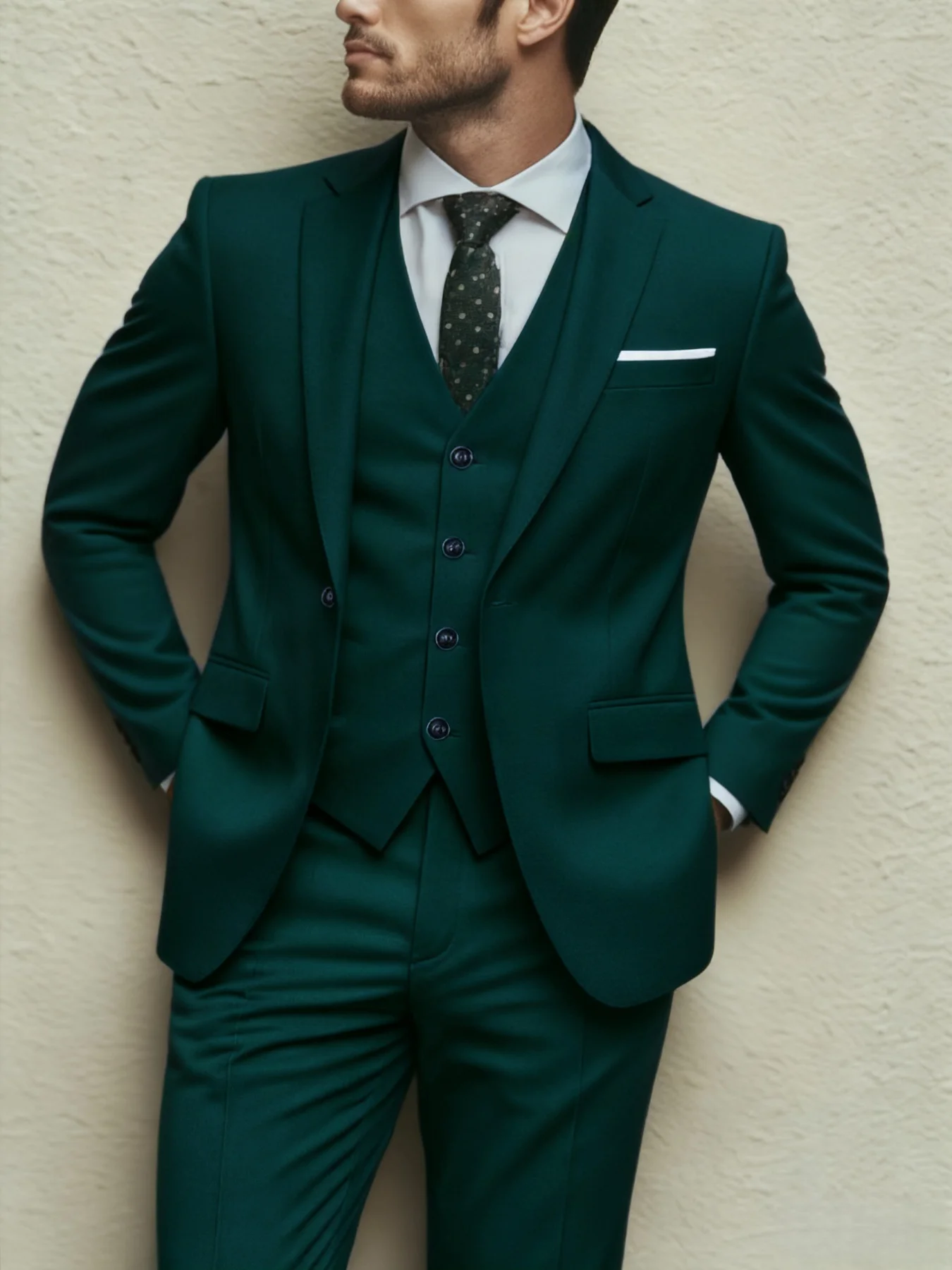 

Men's Best Man Wedding Suit 3-Piece Single Breasted Solid Color Elegant Party Office Set