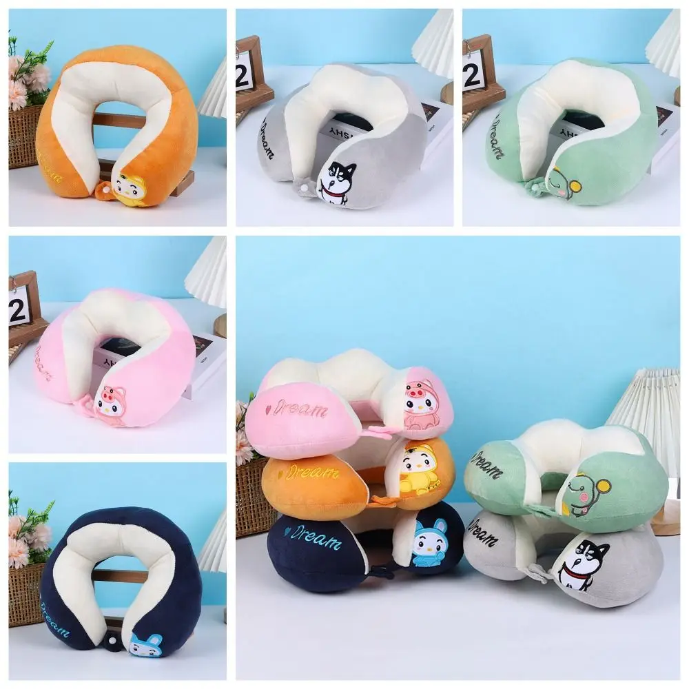 การ์ตูนสัตว์ U-รูปหมอน Plush Piggy Bunny ช้า Rebound Sleep Camping หมอนสุนัข Tiger Soft Travel Plush คอหมอน