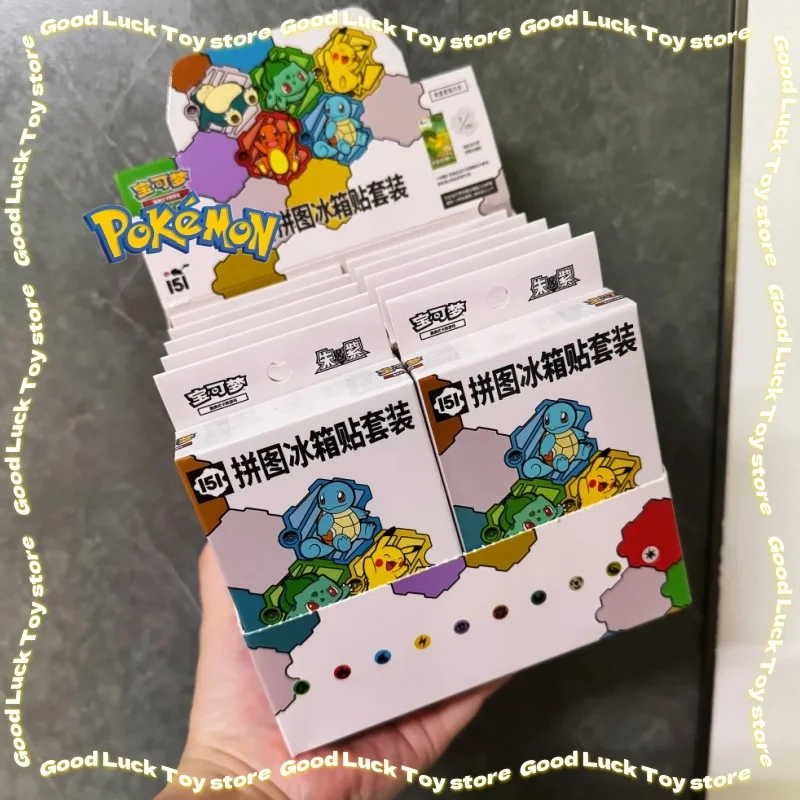 100% Original Pokemon recogido 151 rompecabezas imán de nevera Trading Ptcg tarjetas coleccionables chinas simplificadas juguete niños regalo de cumpleaños