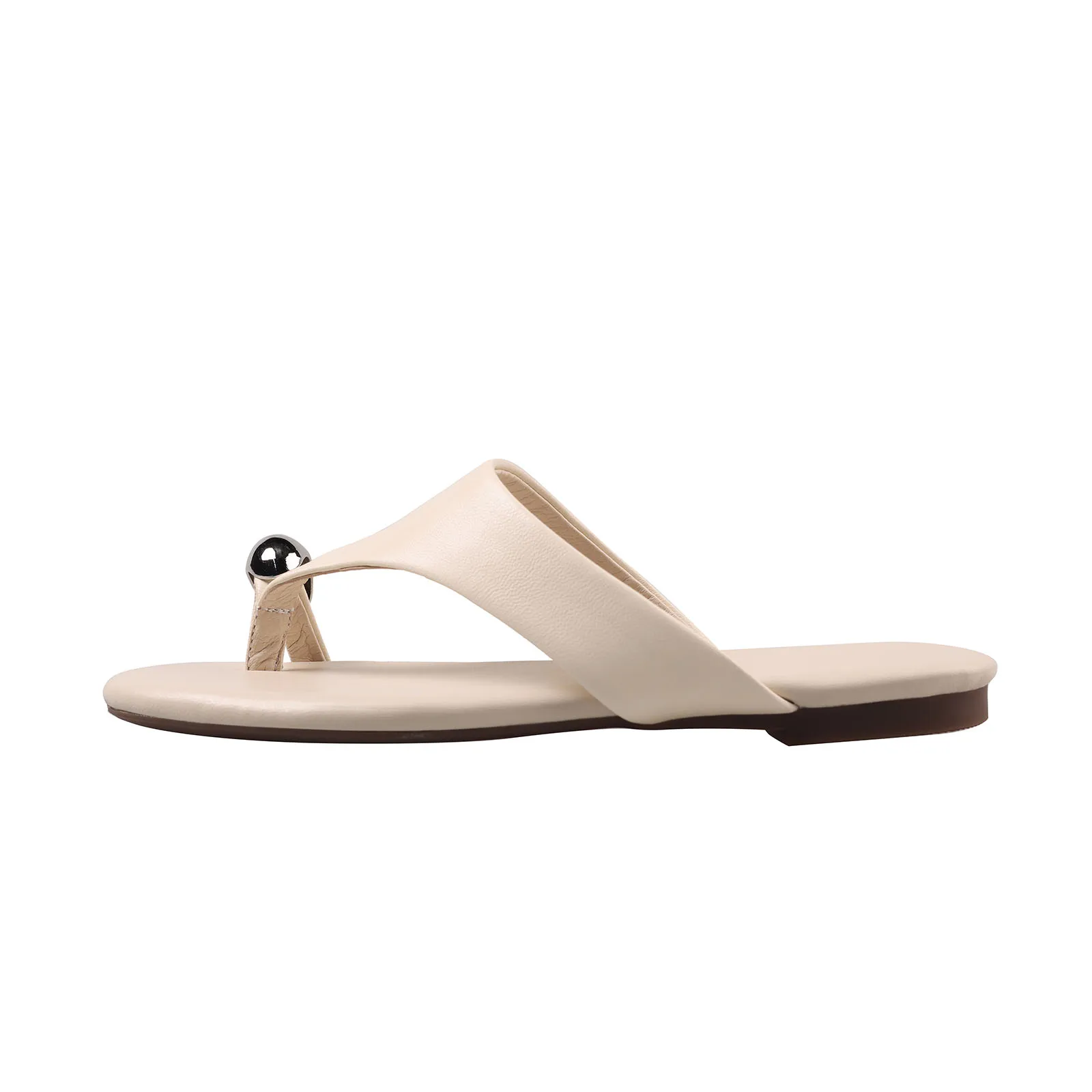 

Arden Furtado 2025 Summer Holiday style Pinch toe sheepskin Flip-flops Round toe Flats shoes large size beach Slippers