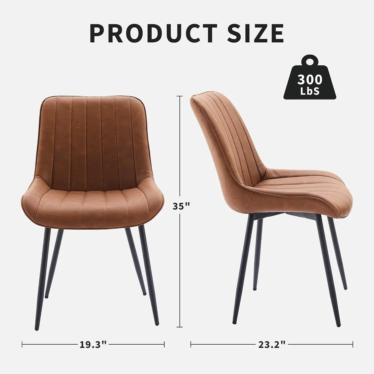 Upholstered Dining Chairs Set of 2, Modern Faux Leather Dining Room Kitchen Side Chair with Padded Seat and Metal Legs for Restaurant/Cafe