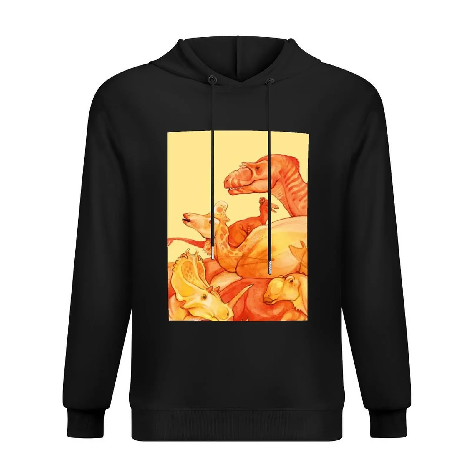 

cretaceous congregation - orange & yellow dinosaurs Hoodie blouse winter clothes aesthetic clothing mens clothing mens hoodie
