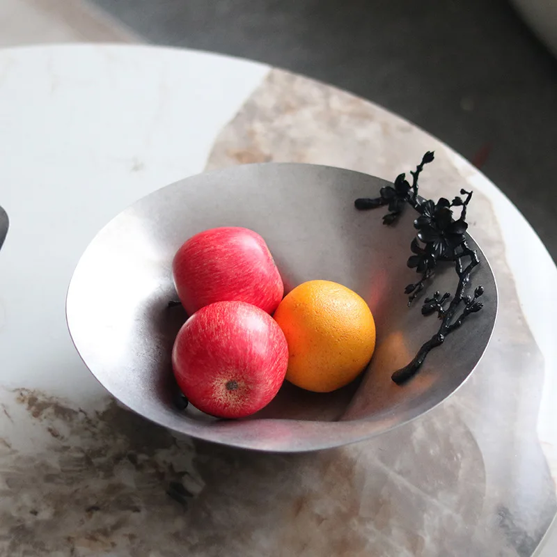 Retro leaves embellished fruit plate ornament model room sales office restaurant hotel nostalgic snacks dried fruit saucer decor
