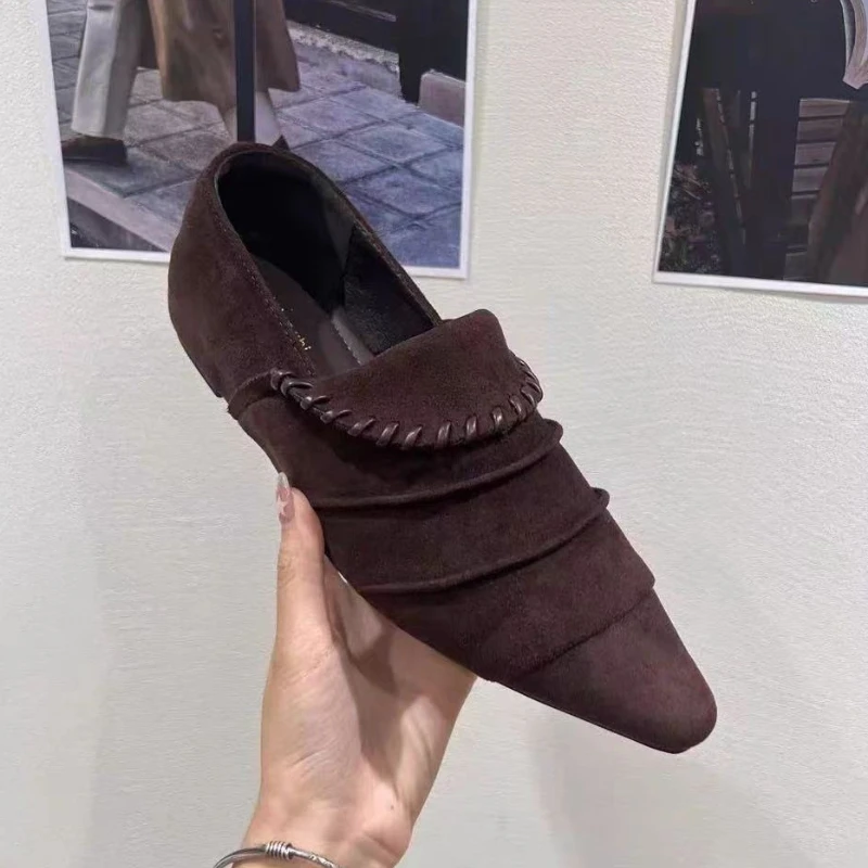 

Pointed Toe Flats Women's Shoes Elegant Fashion Suede Loafers Shoes 2025 Designer Party Sport Autumn Dress Comfort Mujer Zapatos