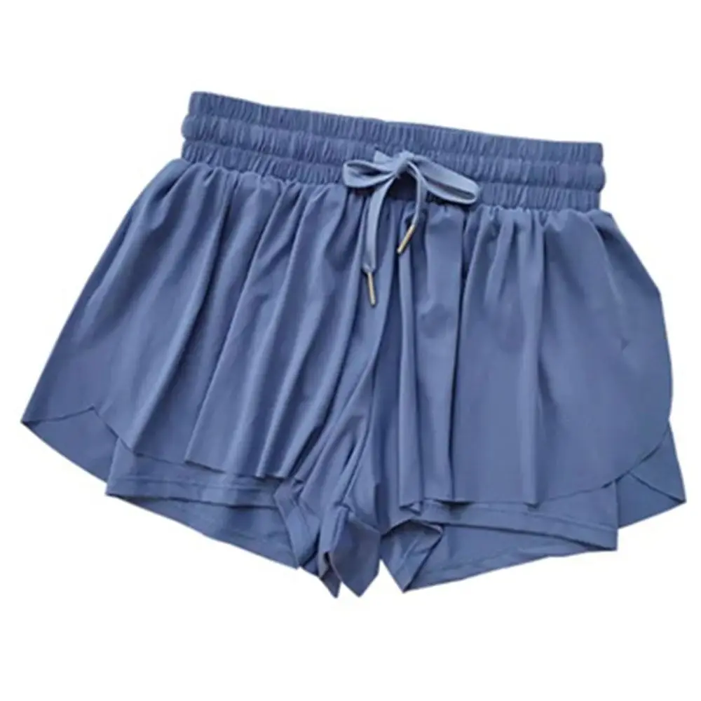 شورت جري نسائي عالي الخصر بطبقة مزدوجة شورت رياضي كاجوال للفتيات يسمح بالتهوية في صالة الألعاب الرياضية واليوجا للياقة البدنية #2