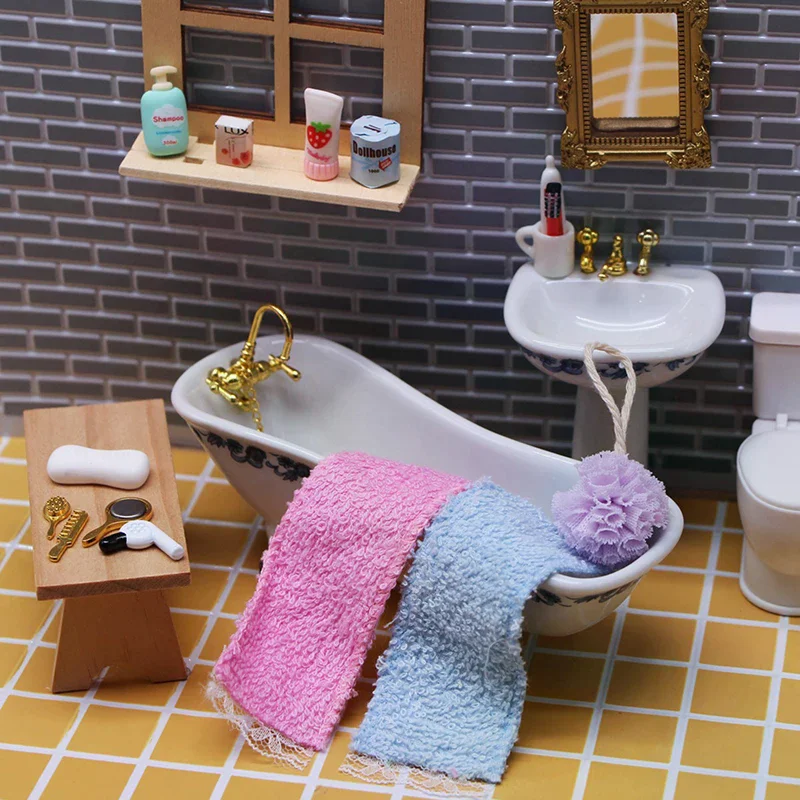 Poppenhuis Miniatuur Praktische Badkamer Accessoire Föhn Spiegel Model Kits Kinderen Speelgoed Mini Badkamer Dressing Tool Accessoires