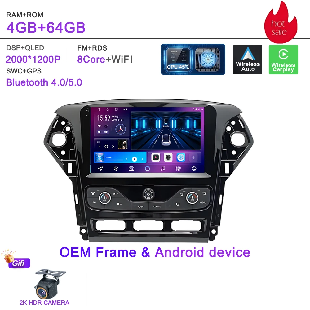 Auto GPS Android 16 Auto Radio Voor Ford Mondeo MK4 2007-2014 Stereo Head Unit Geen 2din DVD Scherm 5G Navigatie stereo Auto GPS