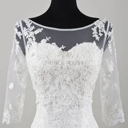3/4 Long Sleeve Wedding Bolero Scoop Bridal Wraps for Wedding Party Prom Beaded Bride Jacket Bolero Shrug Customized