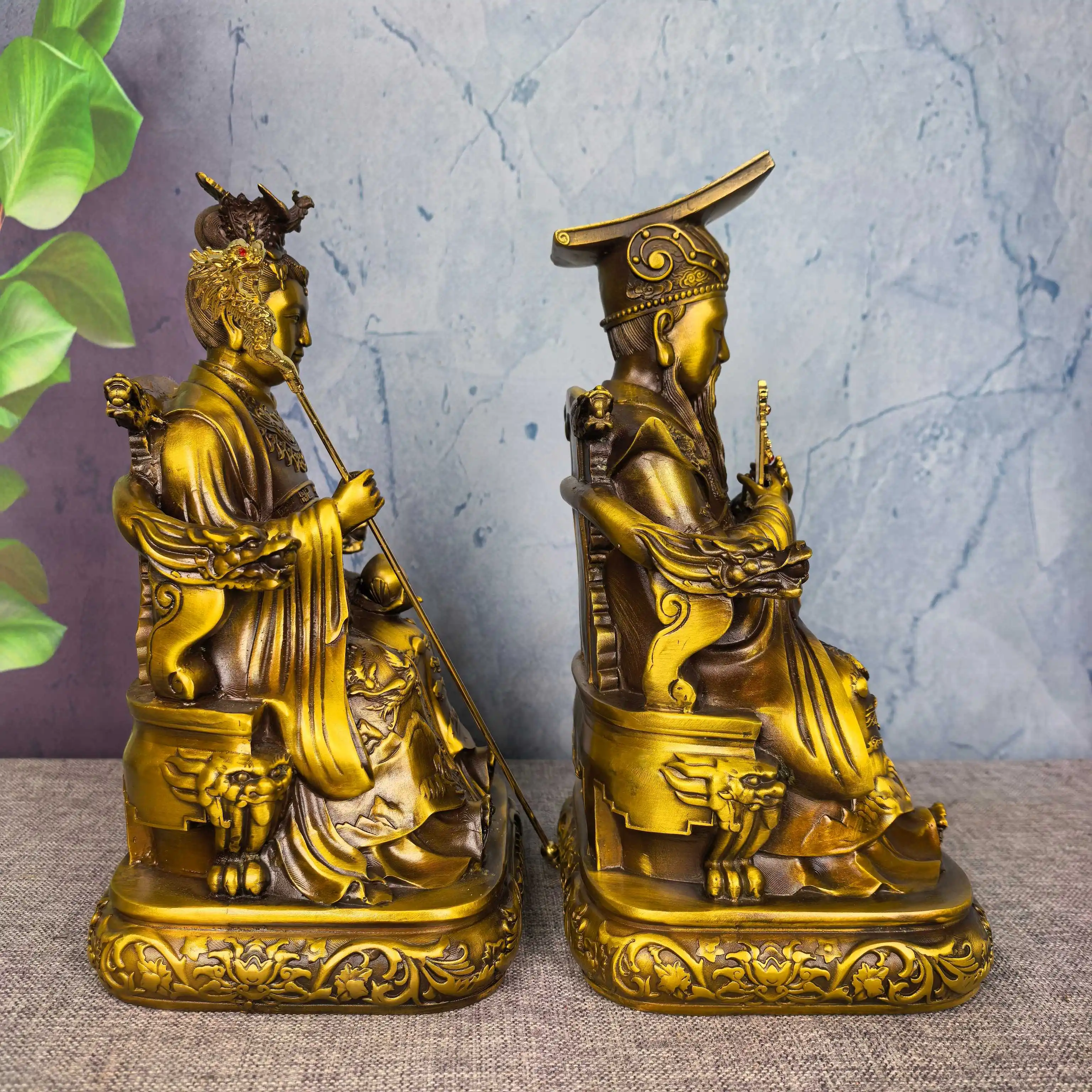 Old Brass Dragon and Phoenix Texture Queen Mother of the West The Jade Emperor immortal Seated Buddha